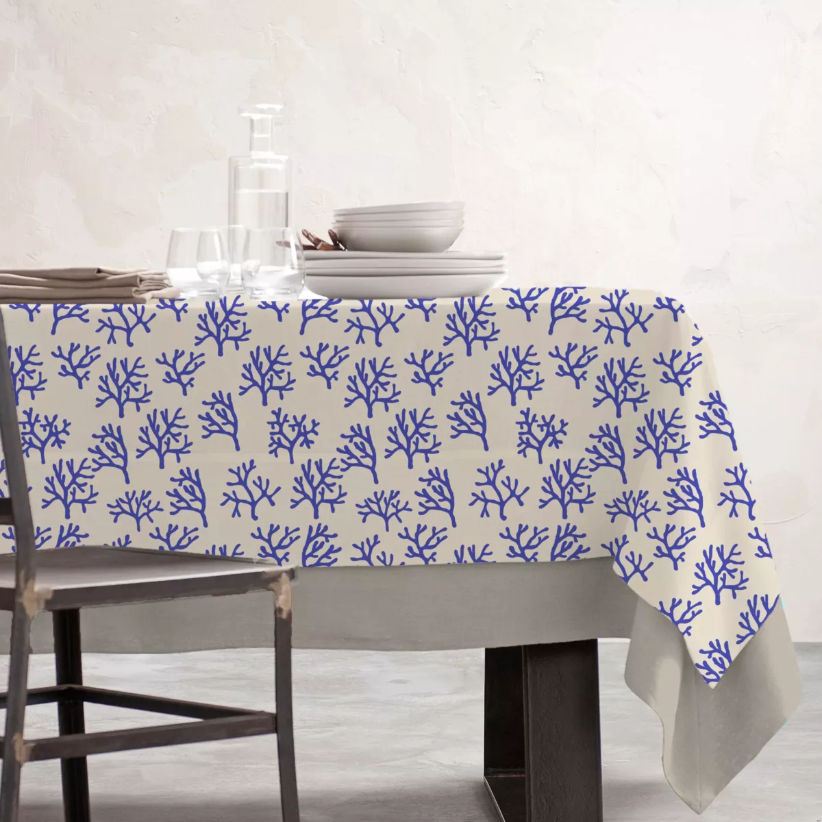 Tovaglia rettangolare cotone antimacchia (150 x 350 cm) Moorea Blu
