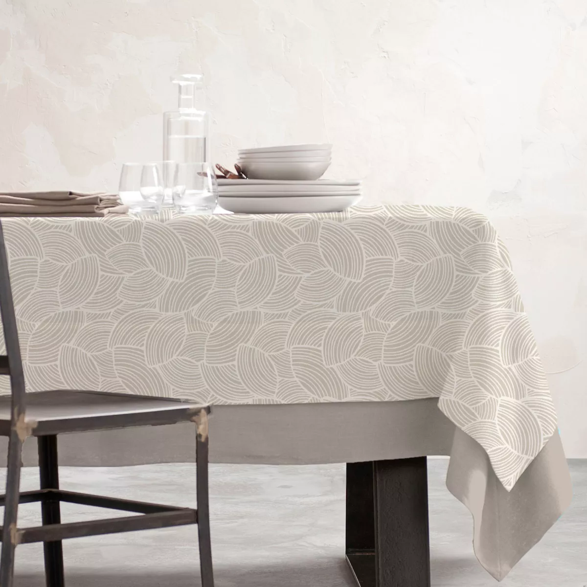 Tischdecke rechteckig Baumwolle beschichtet (150 x 250 cm) Sarah Beige