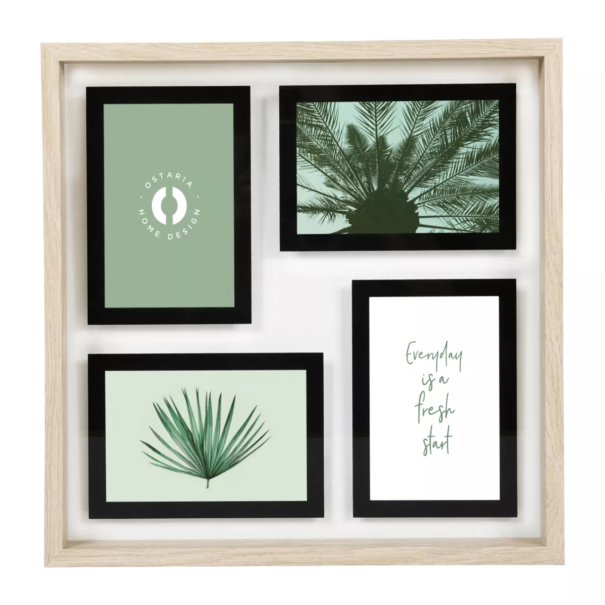 Ple-mle 4 Vues 10x15cm MDF et Verre 'NŽo' Cadre Ton Naturel Fond Transparent - Dim : l36xH36xP3,3cm