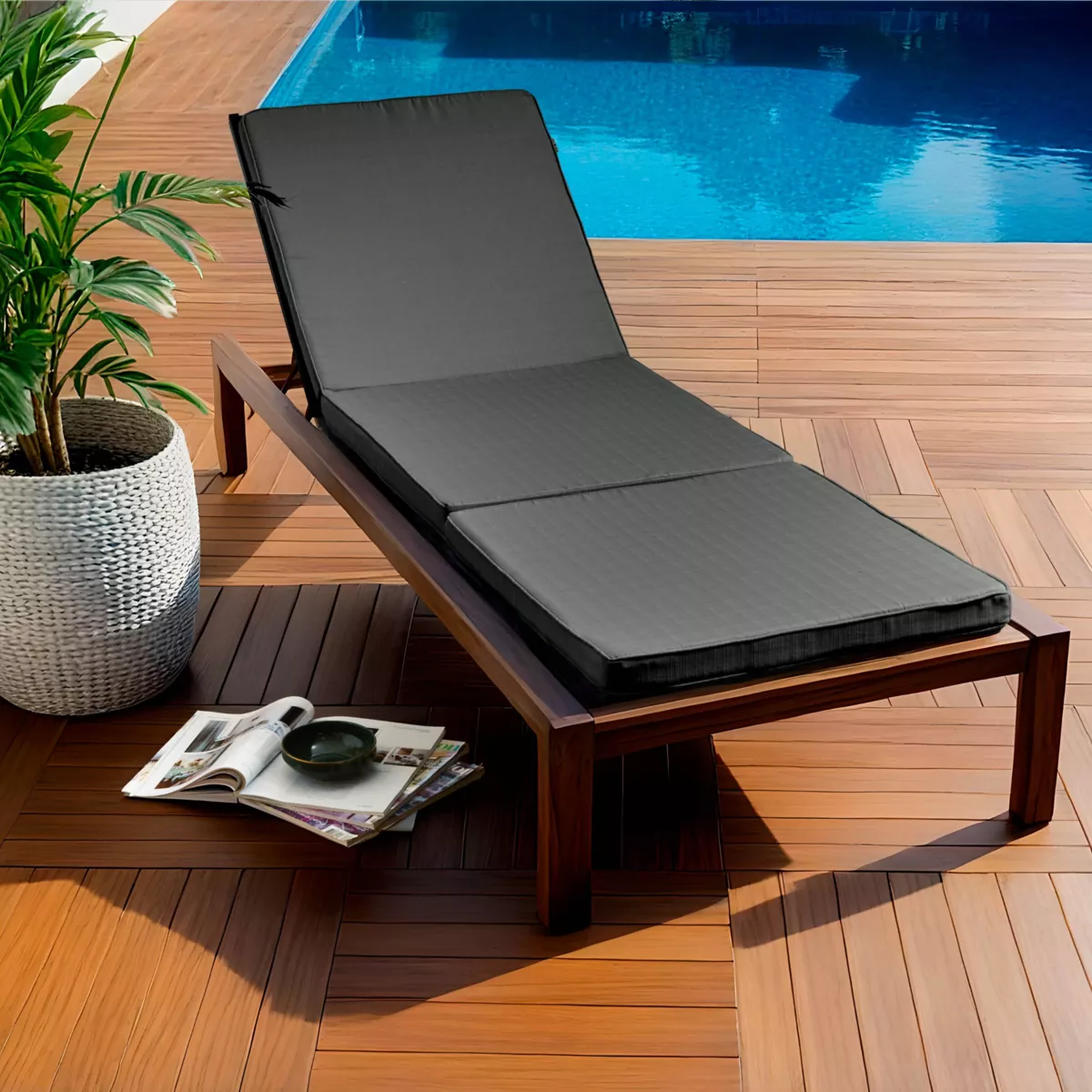 EM - Bain de soleil mousse dŽhoussable 190 x 60 cm Polyester uni SUNSET Anthracite