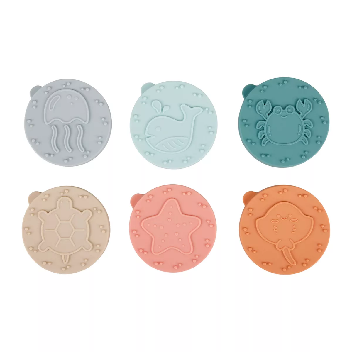 Stempel aus Holz für Knete und 6 Silikonscheiben (H7,5 cm) Beige