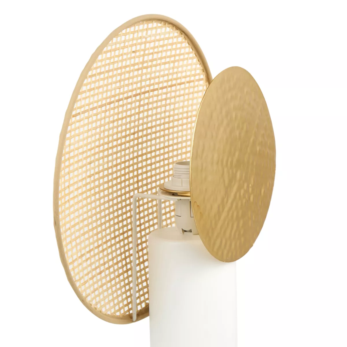 Tischleuchte Metall und Bambus (H32 cm) Olympe Beige