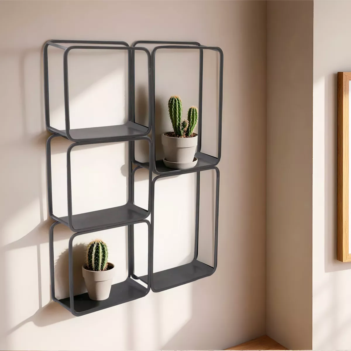 Scaffale da parete in metallo 5 ripiani (Alt 77 cm) Retrò Grigio antracite