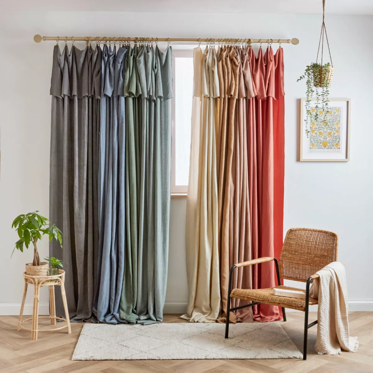 Rideau lyocell Tencel™ ajustable (140 x max 270 cm) Olivia Terracotta