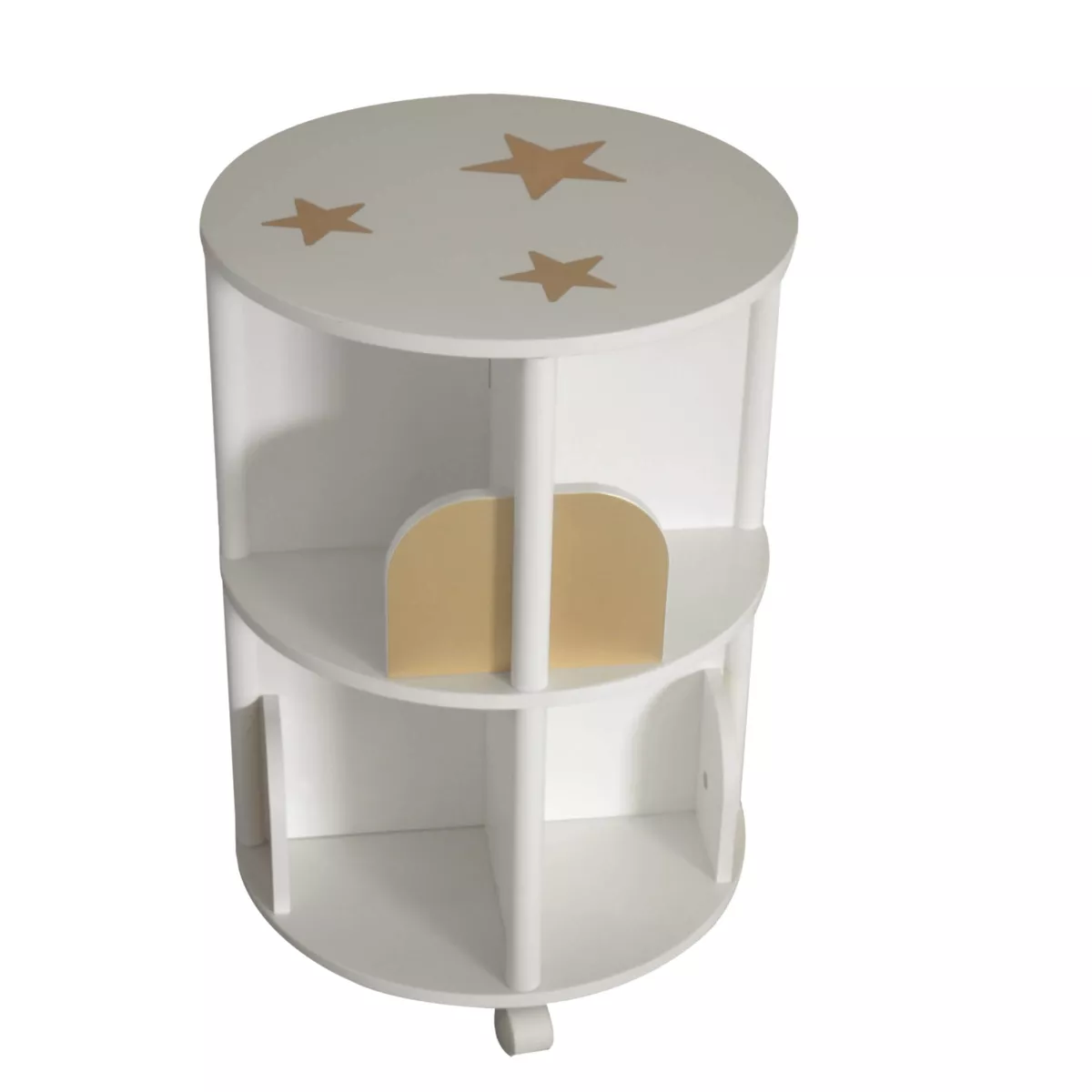 Bibliothèque à roulettes enfant bois (H59 cm) Stars Blanche