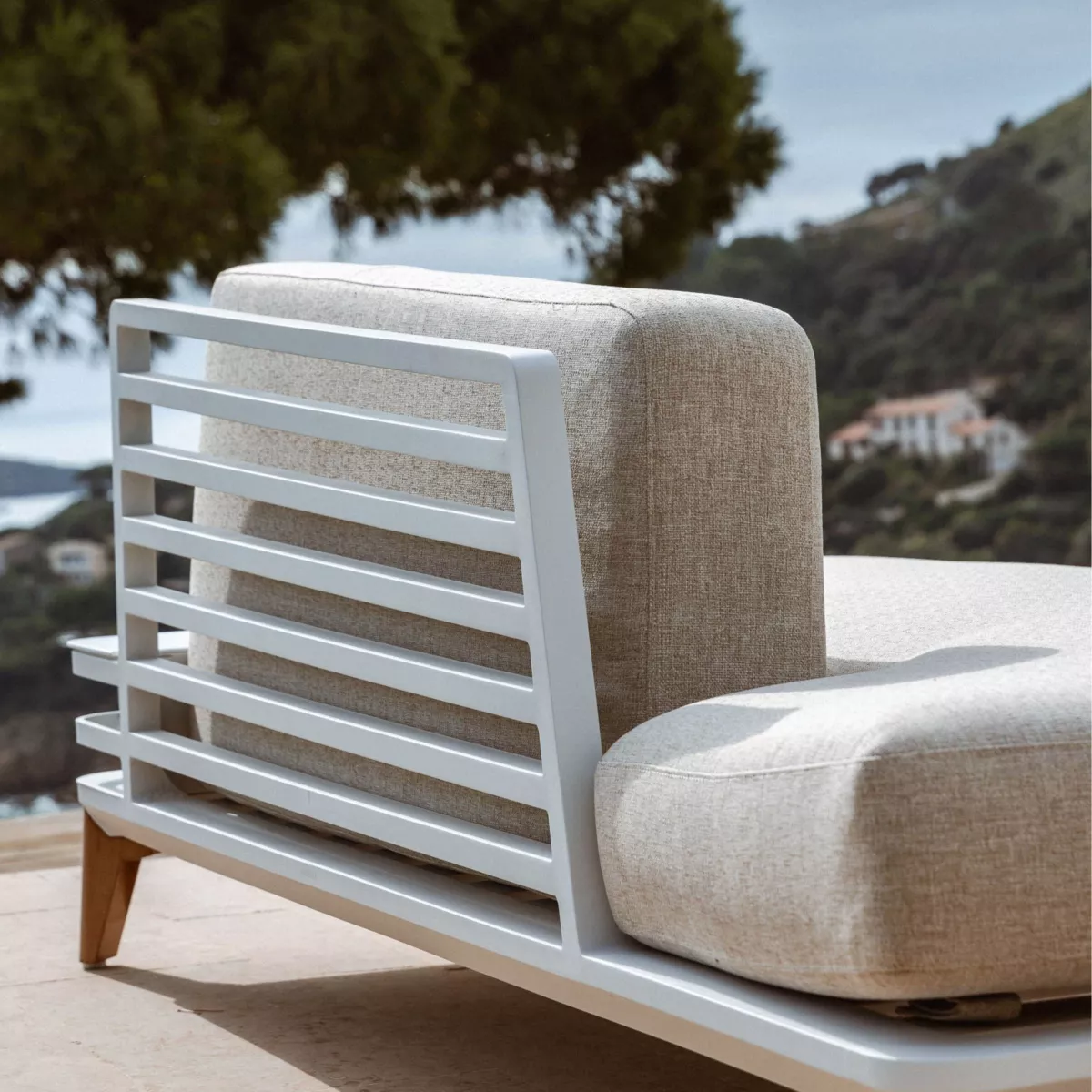 Méridienne de jardin en aluminium Monte Carlo Blanc et taupe