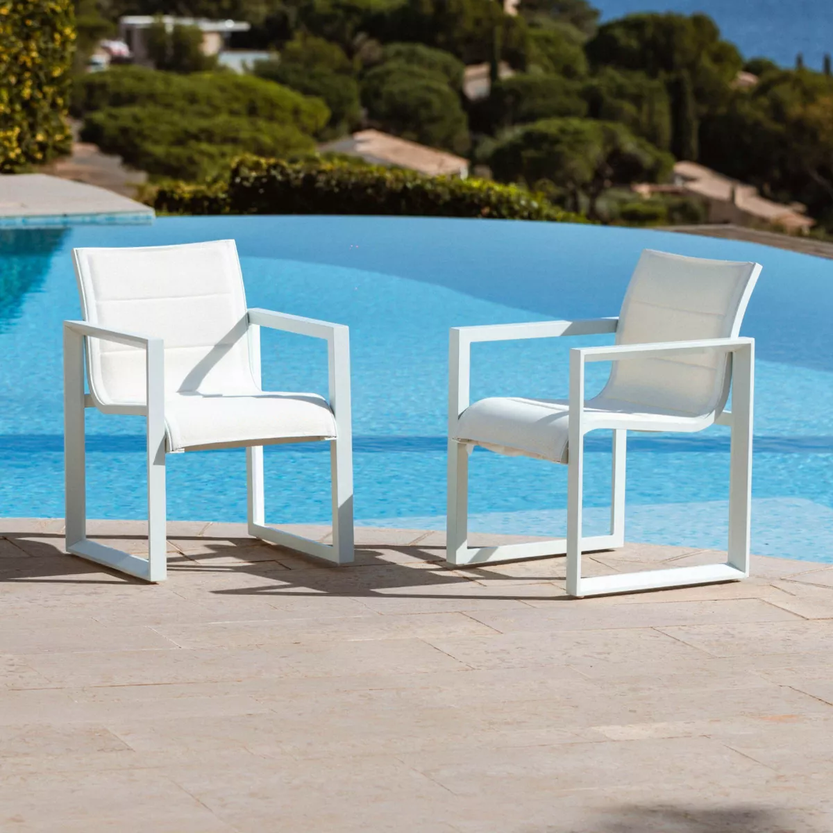 Set van 2 tuinstoelen van aluminium Elba Wit