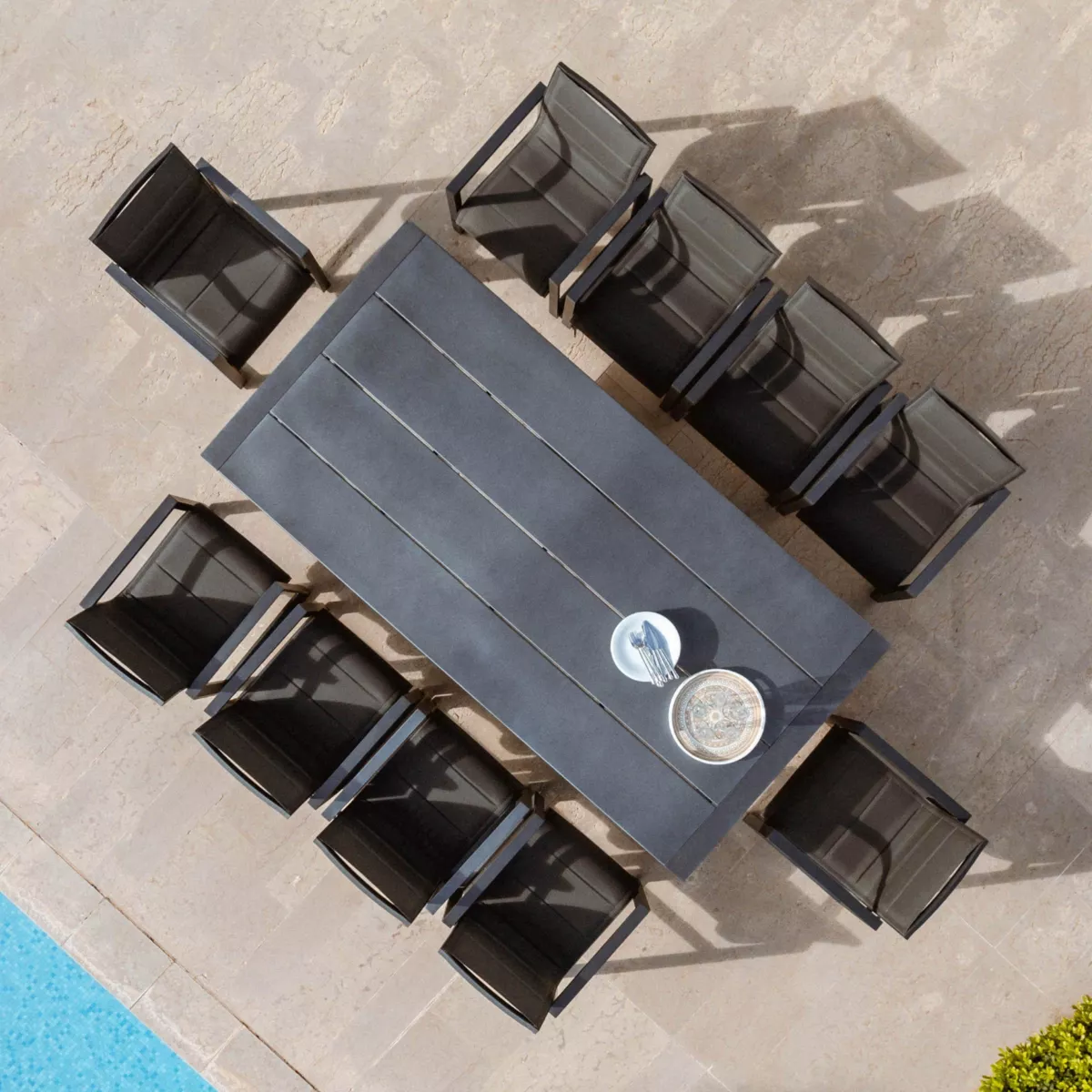 Mesa de jardín rectangular aluminio 10 plazas (240 x 118 cm) Elba Gris antracita