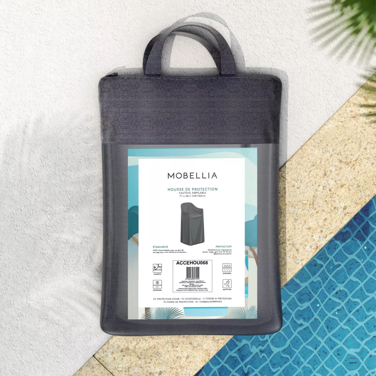 Wasserdichte Schutzhülle für Stuhlstapel (H120/160 cm) Murano Grau