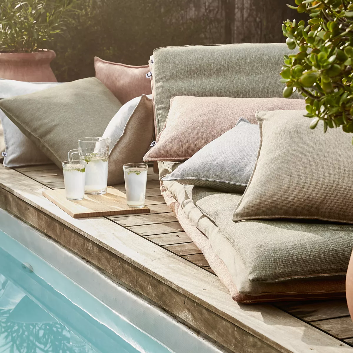 Abnehmbares Sonnenliegen-Kissen (190 x 70 cm) Naia Karibikgrün