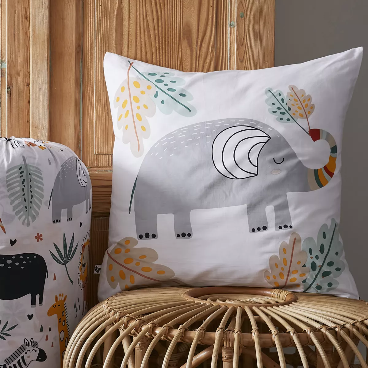 Couette imprimŽe 200 x 200 cm + 2 taies d'oreiller 60 x 60 cm Coton imprimŽ SAVANE