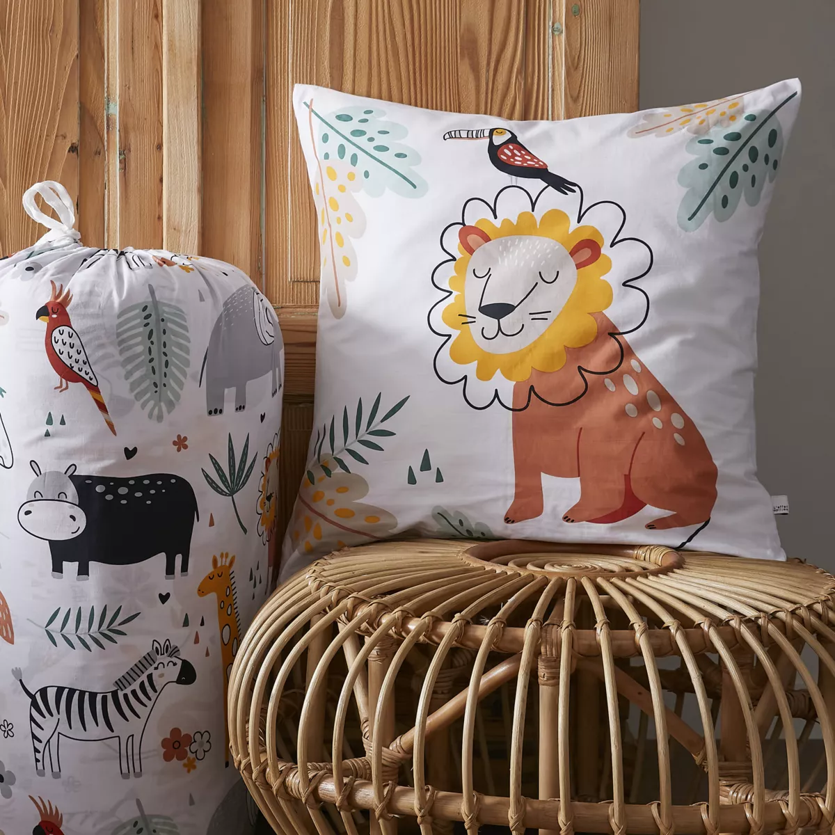 Edredón estampado para niños de algodón y una funda de almohada (140 x 200 cm) Sabana Multicolor