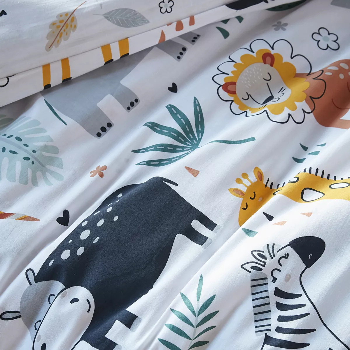 Funda de edredón y dos fundas de almohada para niños de algodón (240 x 220 cm) Sabana Multicolor