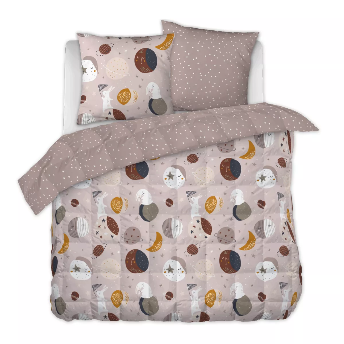 Couette imprimŽe 200 x 200 cm + 2 taies d'oreiller 60 x 60 cm Coton imprimŽ SKY DREAM