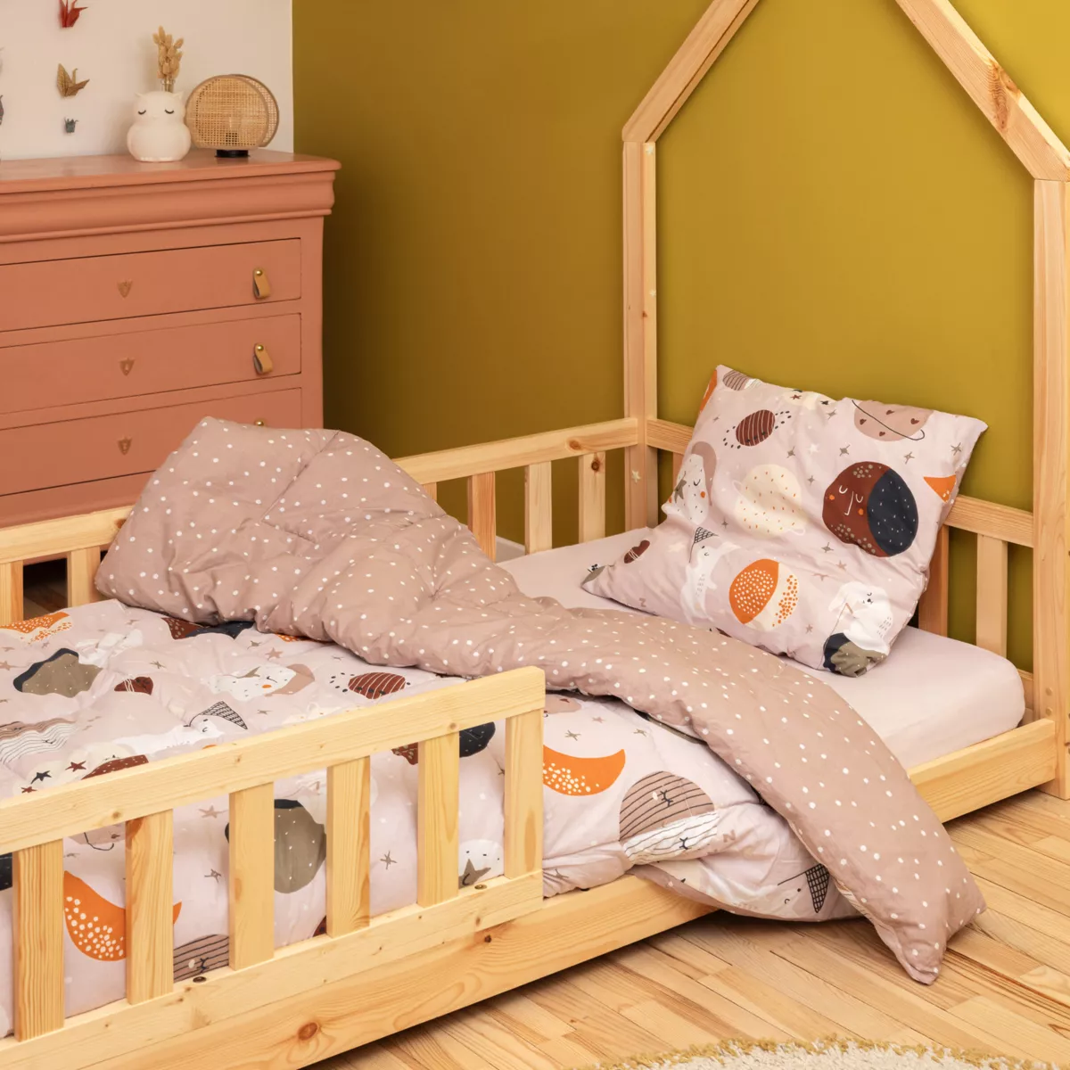 Couette imprimŽe 200 x 200 cm + 2 taies d'oreiller 60 x 60 cm Coton imprimŽ SKY DREAM