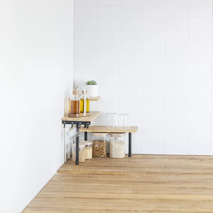 Hjørnehylde i bambus med 3 niveauer (H38 cm) Ada Sort