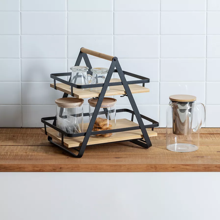 Regal Küche 2 Ebenen Henkel (H29 cm) Ordera Schwarz