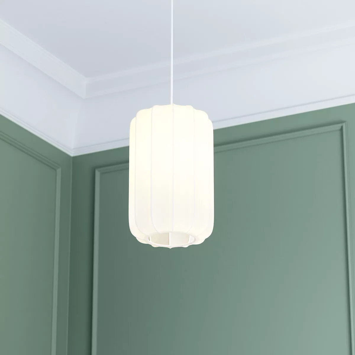 Lampada a sospensione in cotone Toby Bianco (25 x 35 cm)