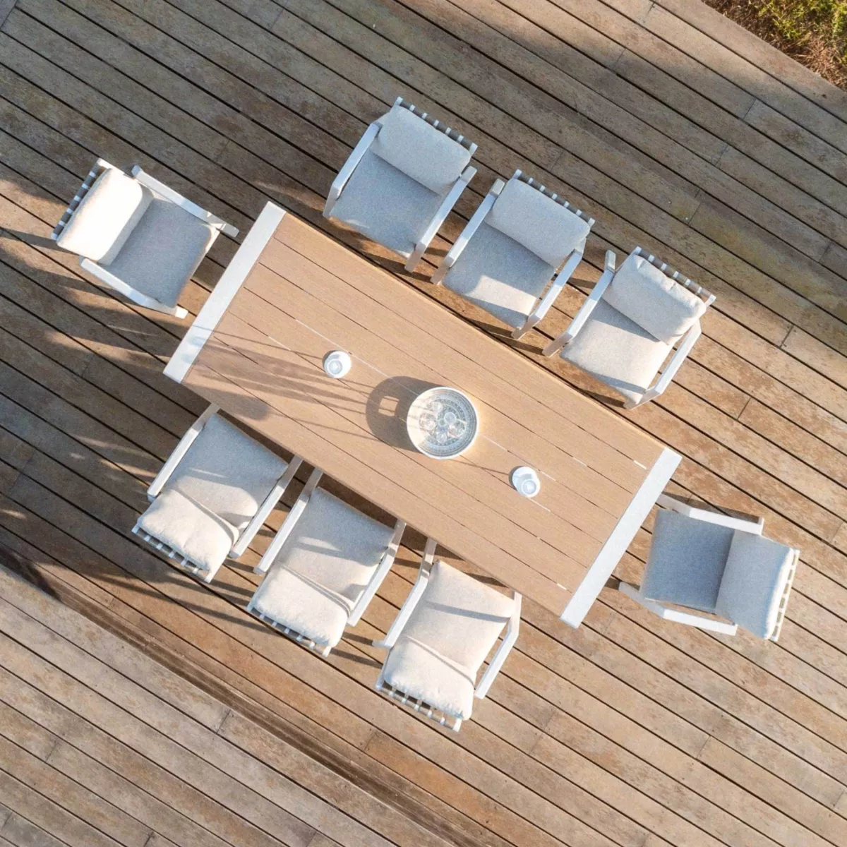 Tavolo da giardino rettangolare in alluminio 10 posti (240 x 100 cm) Long Beach Bianco