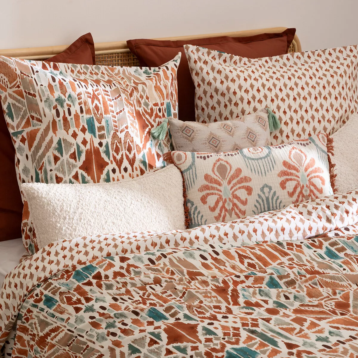 Copripiumino e due federe cotone (240 x 220 cm) Ikat Multicolore