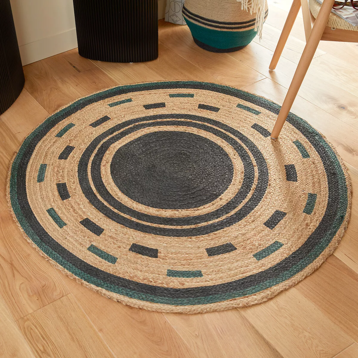 Alfombra de salón redondo yute (120 cm) Mala Beige