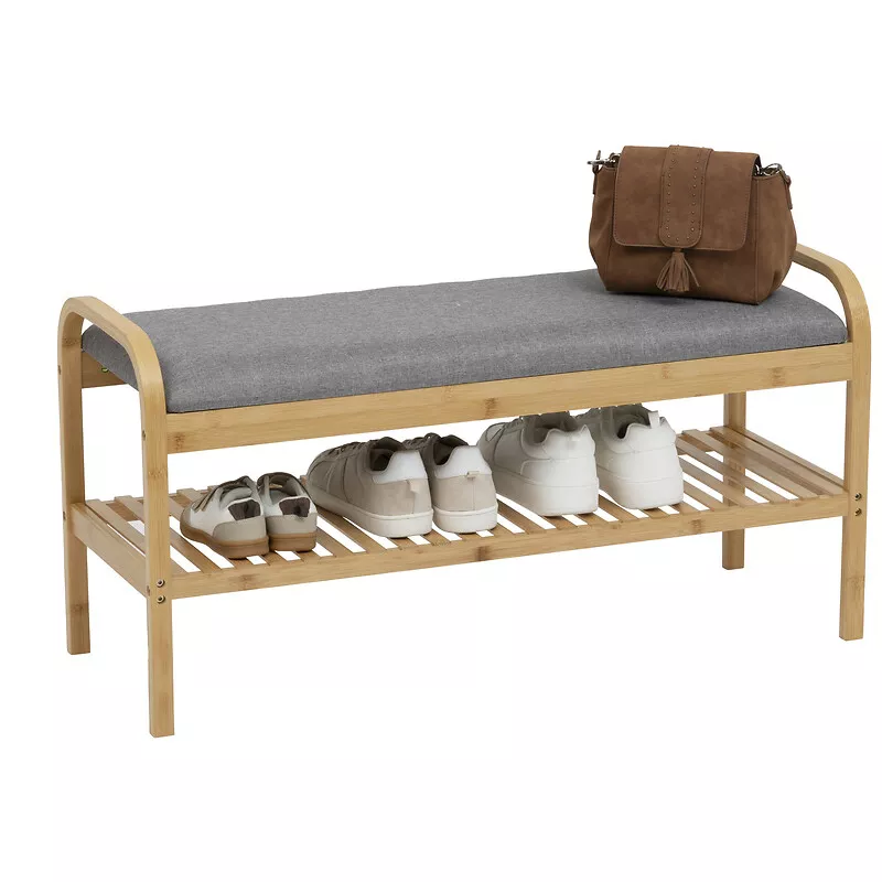 Bamboe schoenenrek bank (90 x 34 x H45 cm) Cosy grijs