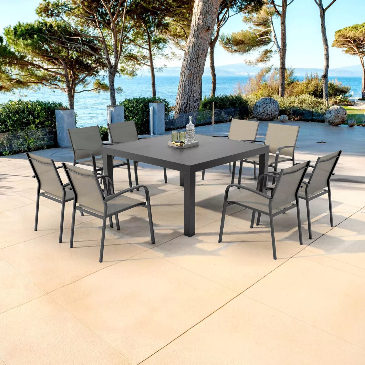 Tavolo da giardino quadrato Alluminio Murano (136 x 136 cm) - Grigio antracite 1