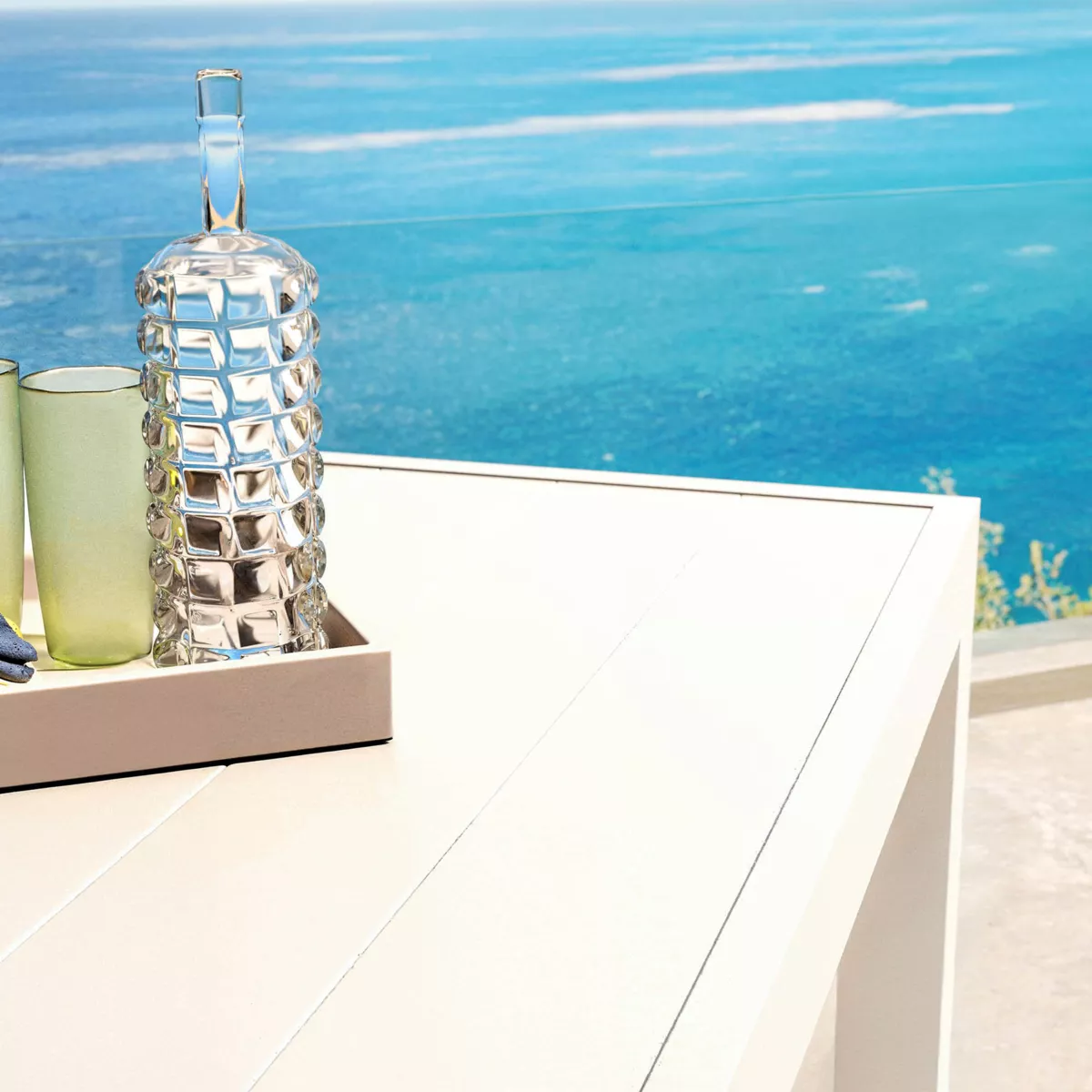 Mesa de jardín cuadrada Aluminio Murano (136 x 136 cm) - Blanco