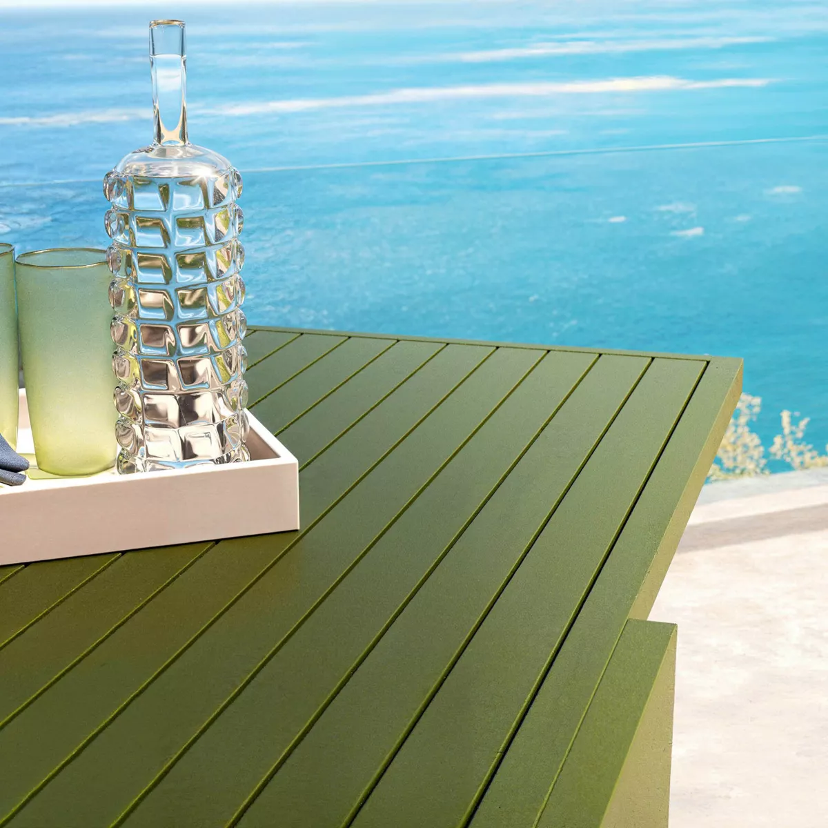 Table de jardin extensible aluminium 10 places (135/270 x 90 cm) Murano Vert olive