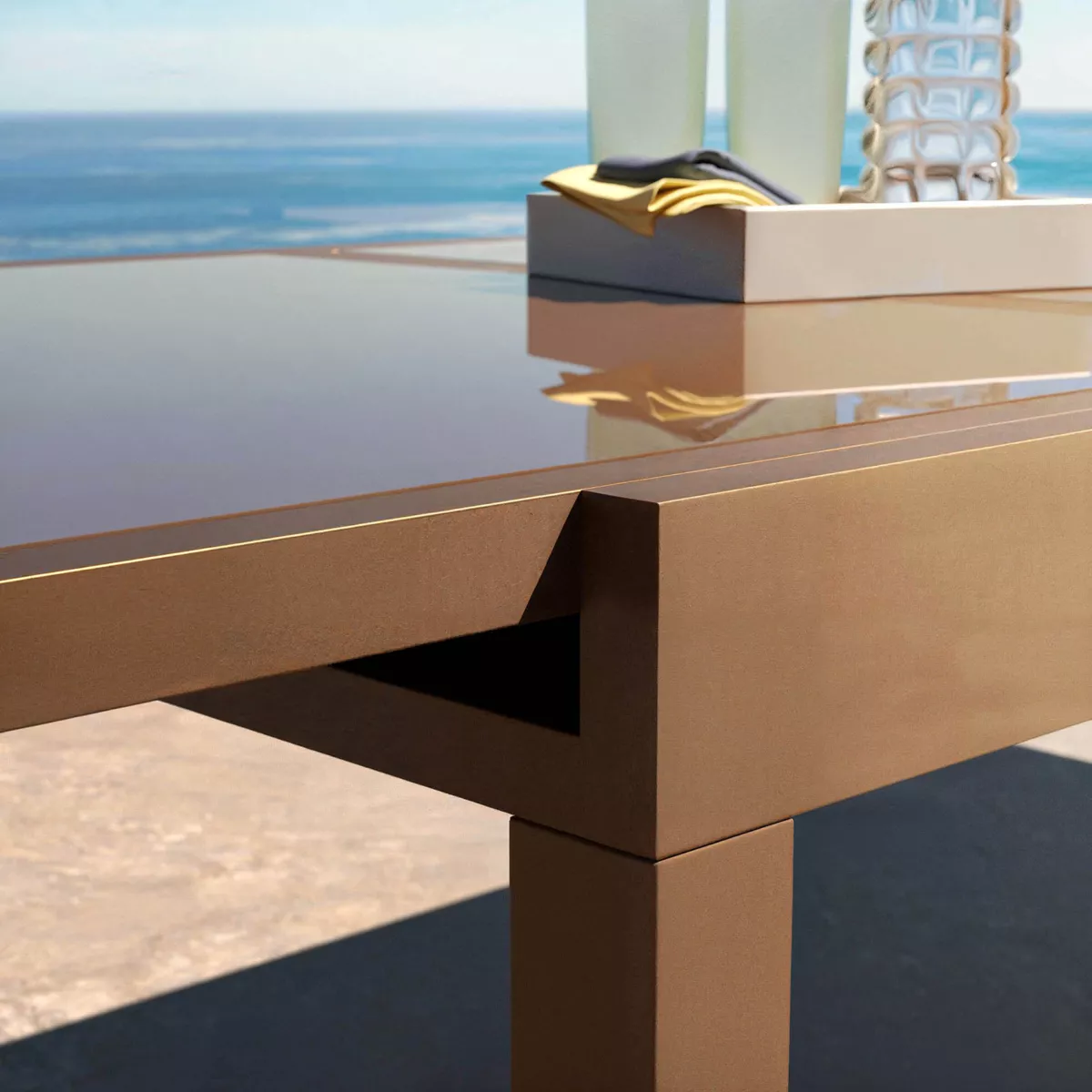 Mesa de jardín extensible de aluminio para 12 plazas (200/320 x 100 cm) Murano Bronce