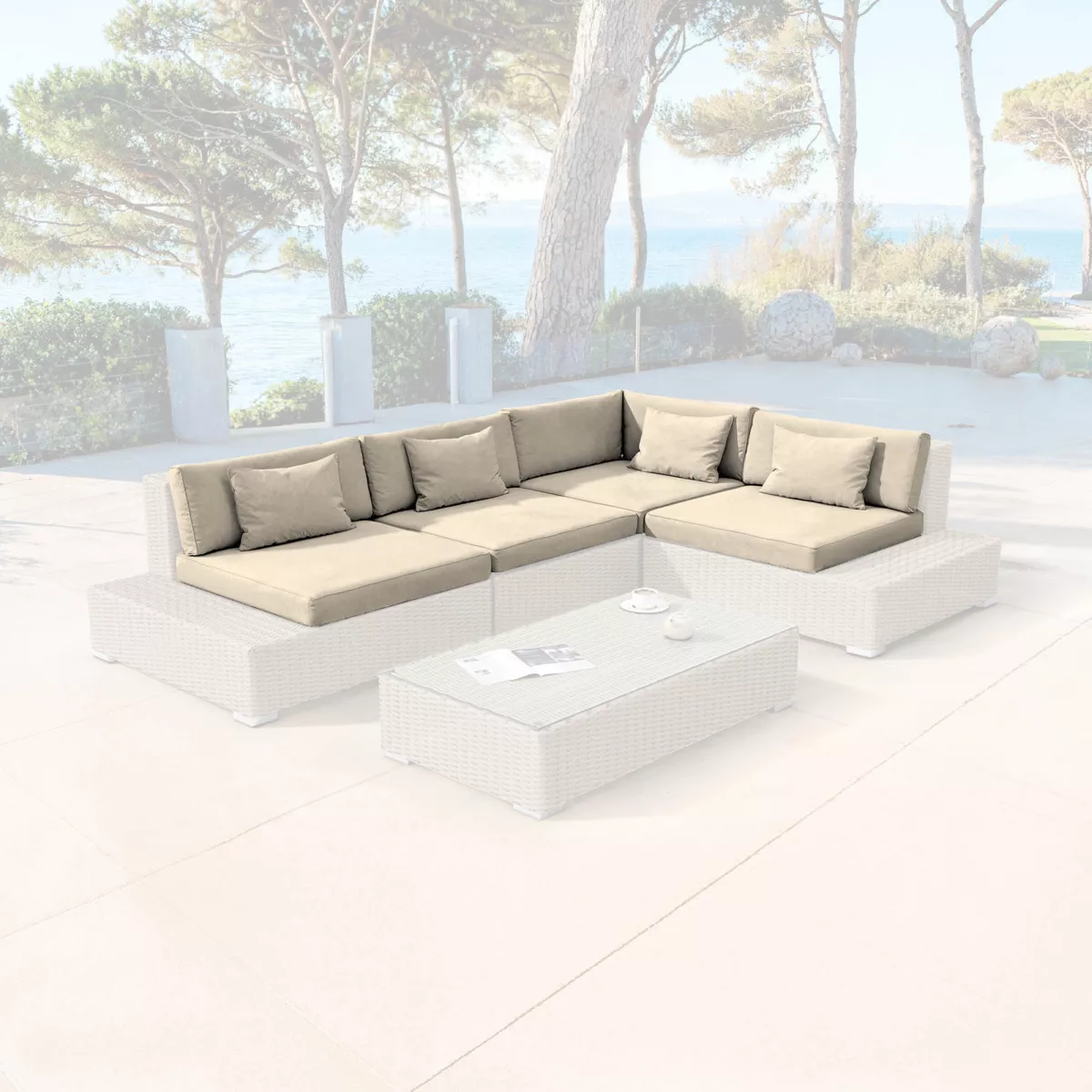 Vervangende kussens voor tuinset 5 personen Palma Beige