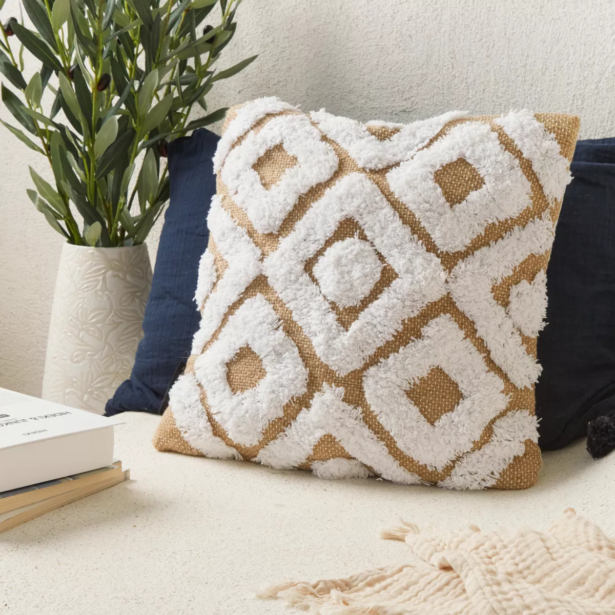 Quadratischer Kissenbezug Jute (40 x 40 cm) Damia Beige