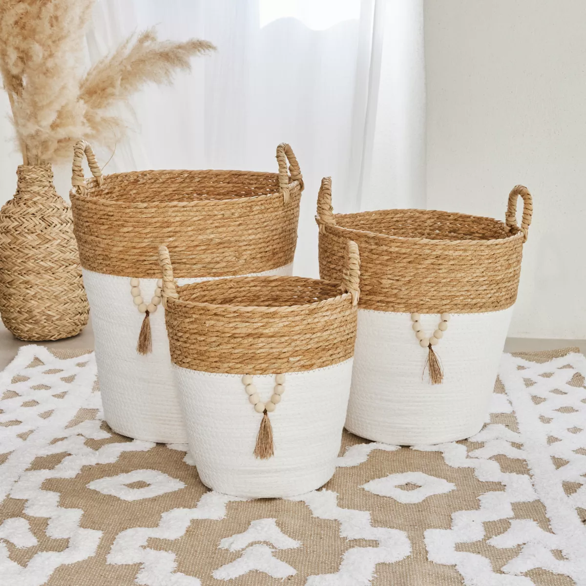 Set di ceste per biancheria Jya Bianco 1