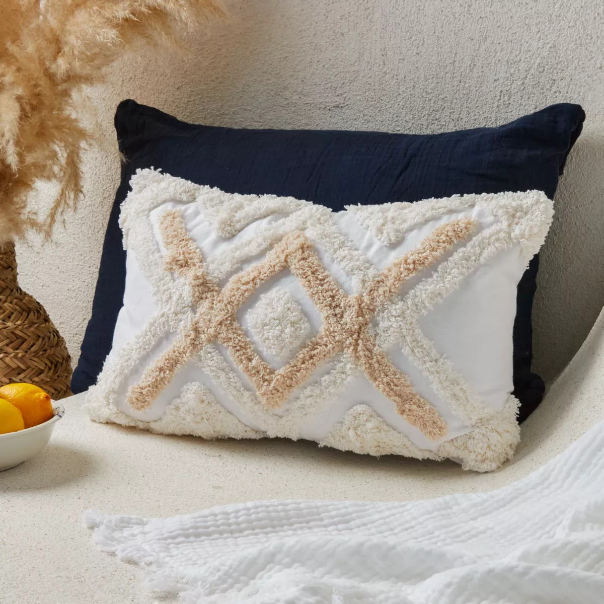 Housse de coussin rectangulaire (50 cm) Rory Ivoire 1