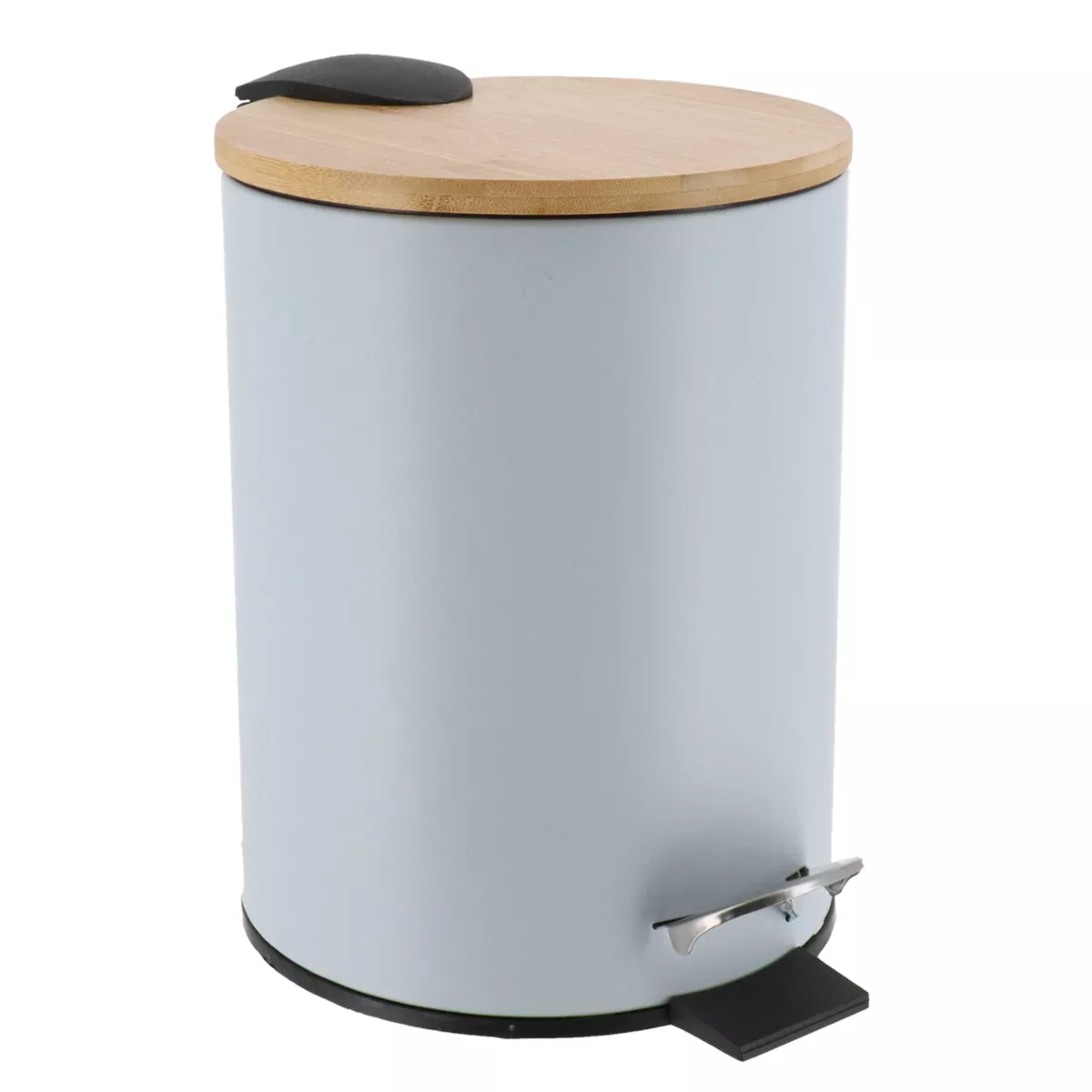 POUBELLE METAL FREIN DE CHUTE 3L - BLEU CLAIR / BAMBOU
