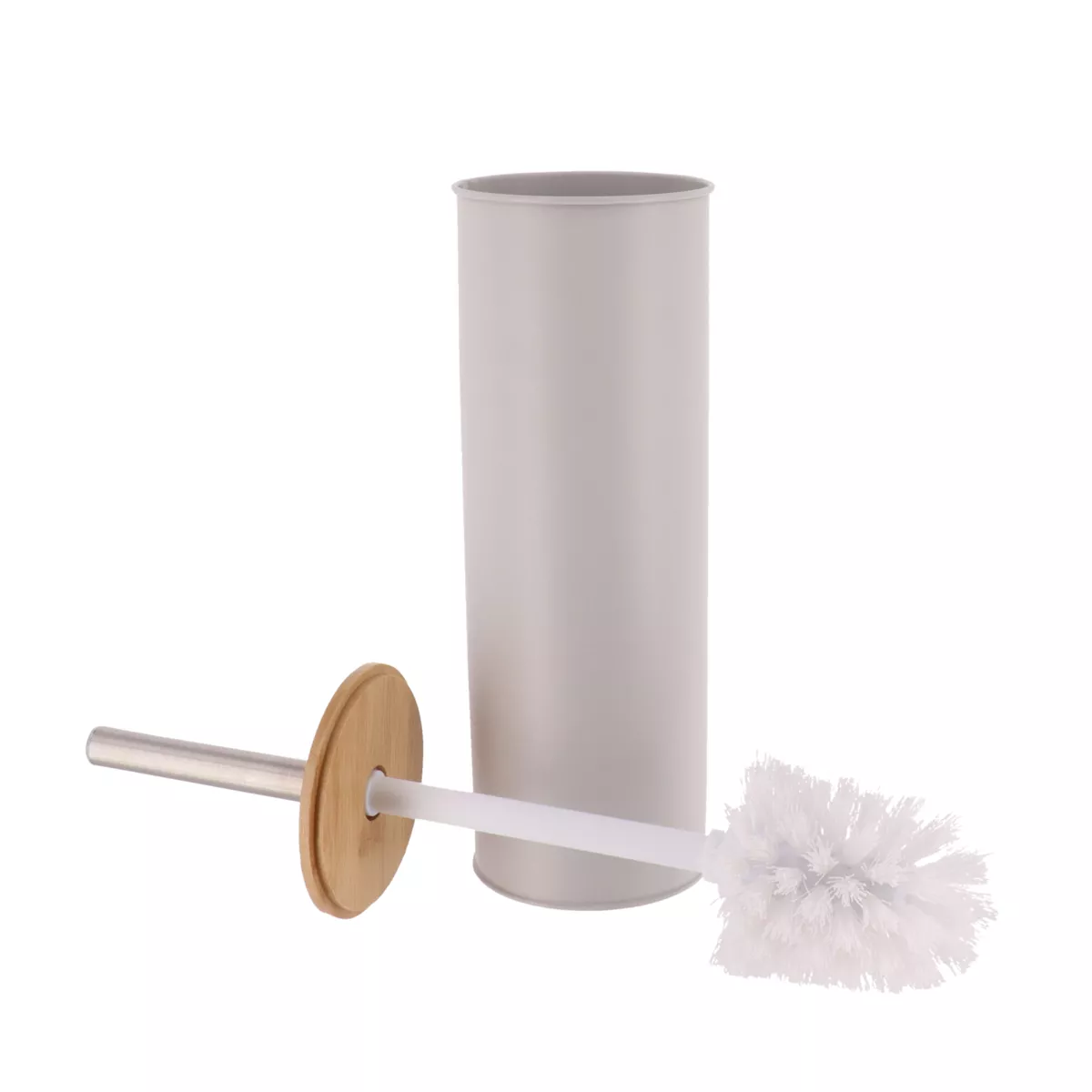 BROSSE WC METAL COUVERCLE BAMBOU - GRIS CLAIR