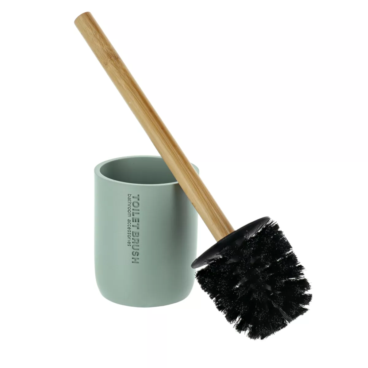 BROSSE WC POLYRESINE - VERT EUCALYPTUS/BAMBOU