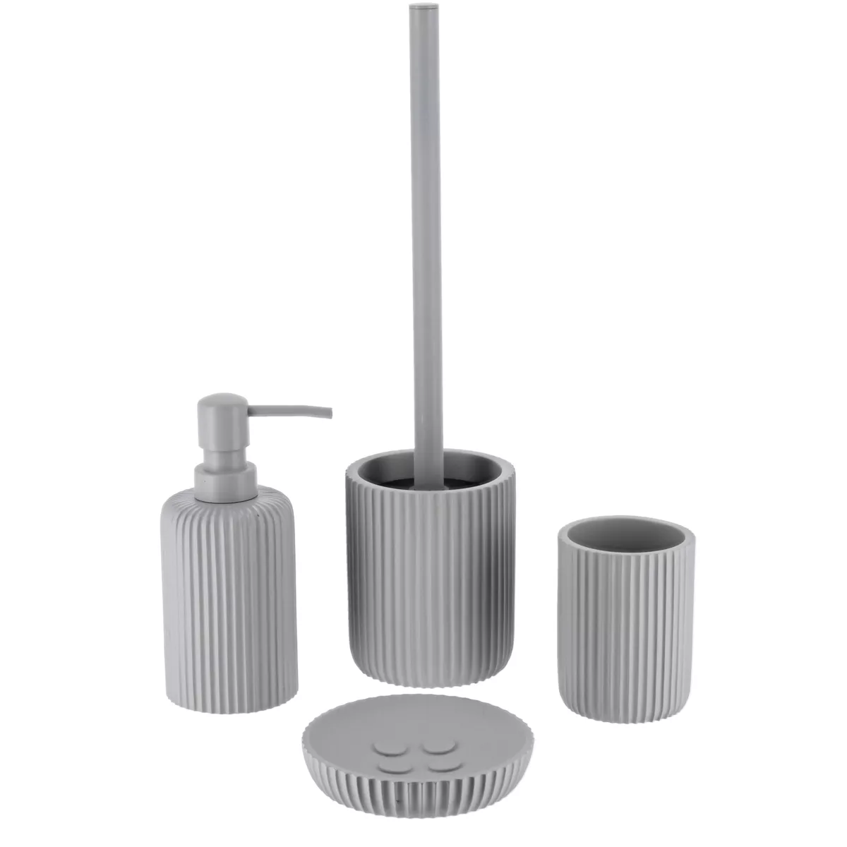 BROSSE WC POLYRESINE STRIEE- GRIS CLAIR