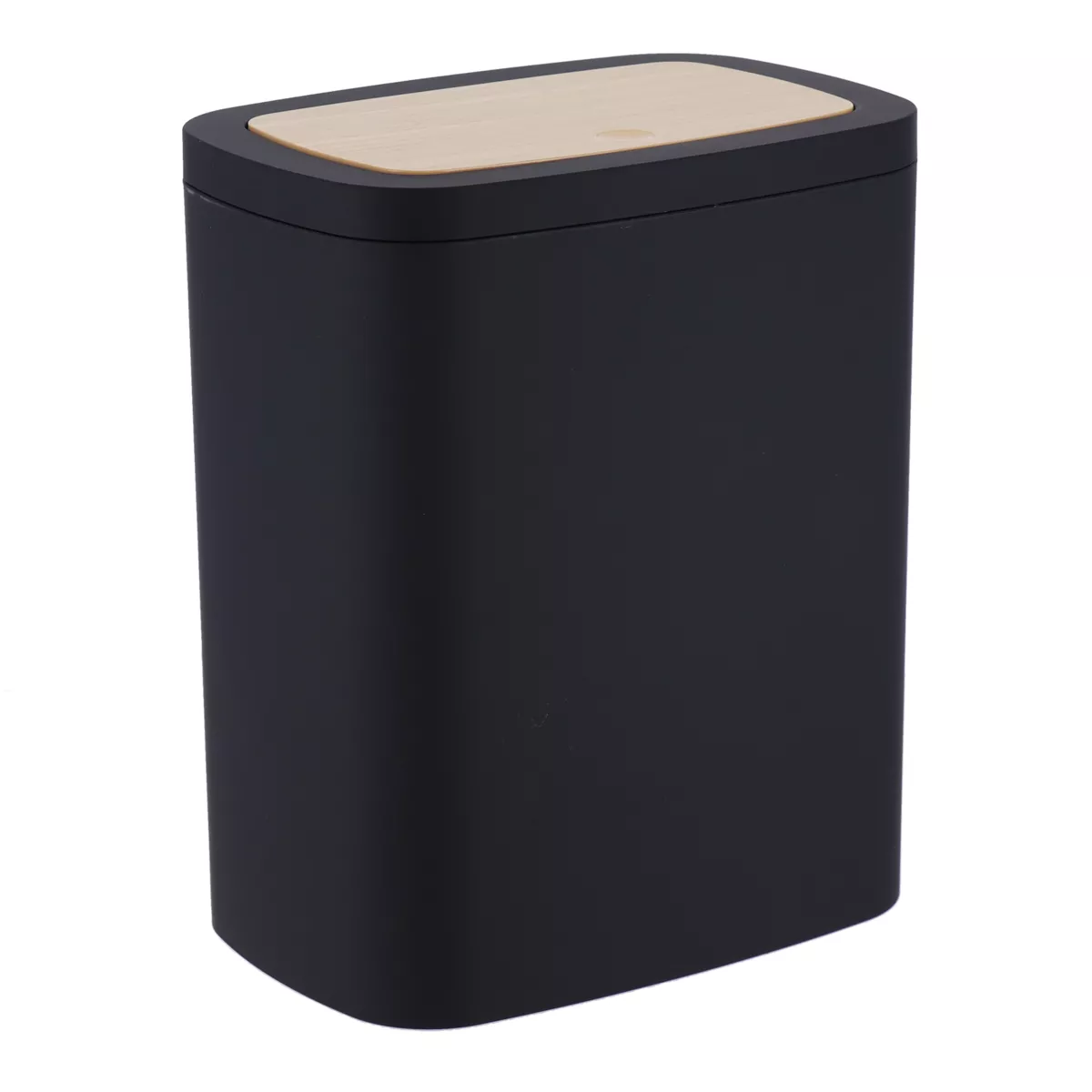 POUBELLE ABS  RUBBER+ PVC FACON BAMBOU  5L - NOIR