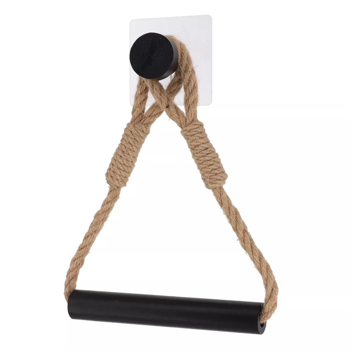 DEROULEUR PAPIER WC CORDE ET BAMBOU SUR STICKER - NATUREL/NOIR