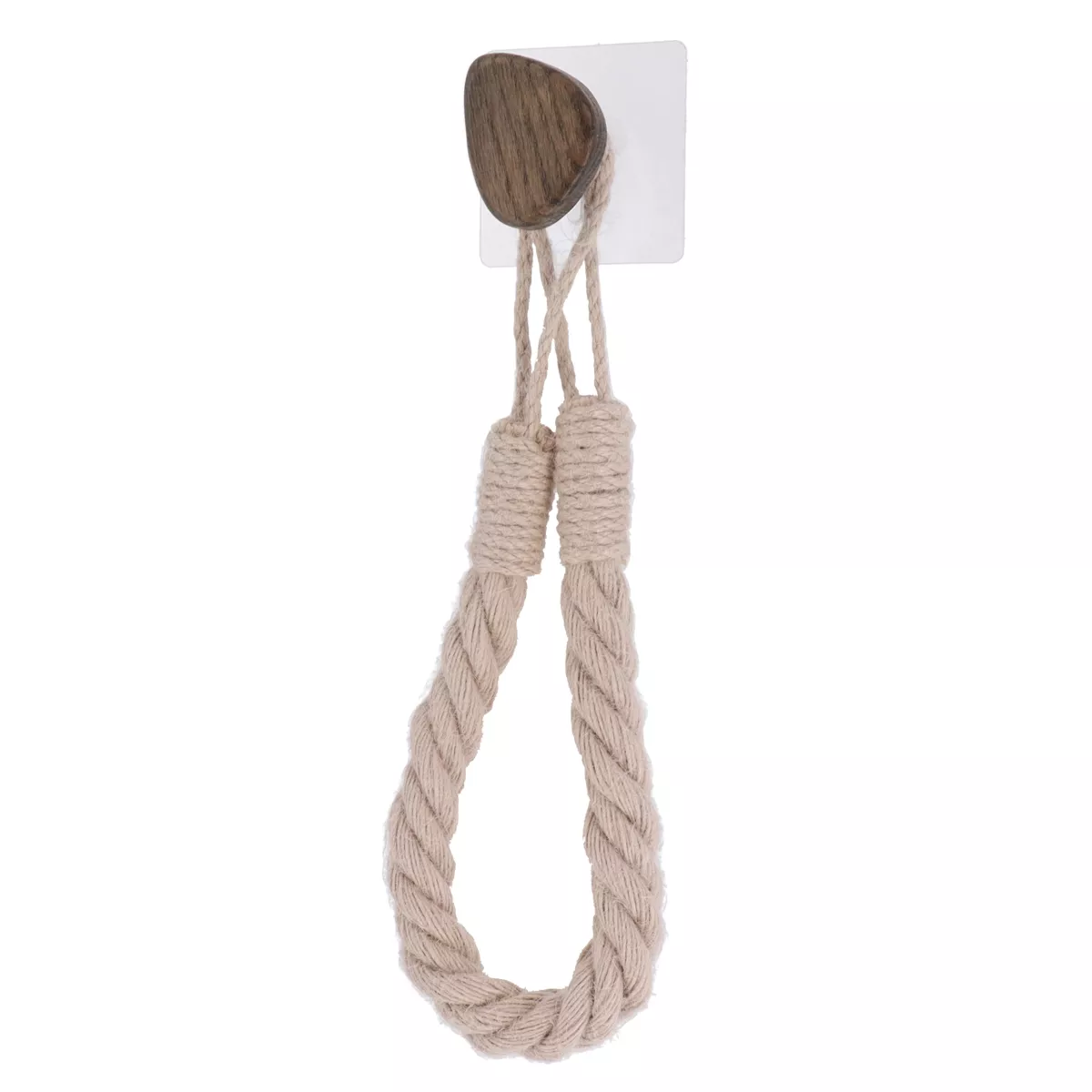 DEROULEUR  PAPIER WC OU PORTE SERVIETTES CORDE + BOIS SUR  STICKER - BEIGE