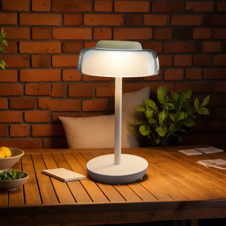 1 LED lampe de table rechargeable extŽrieur dia18-H28cm-18L blanc/blanc chaud