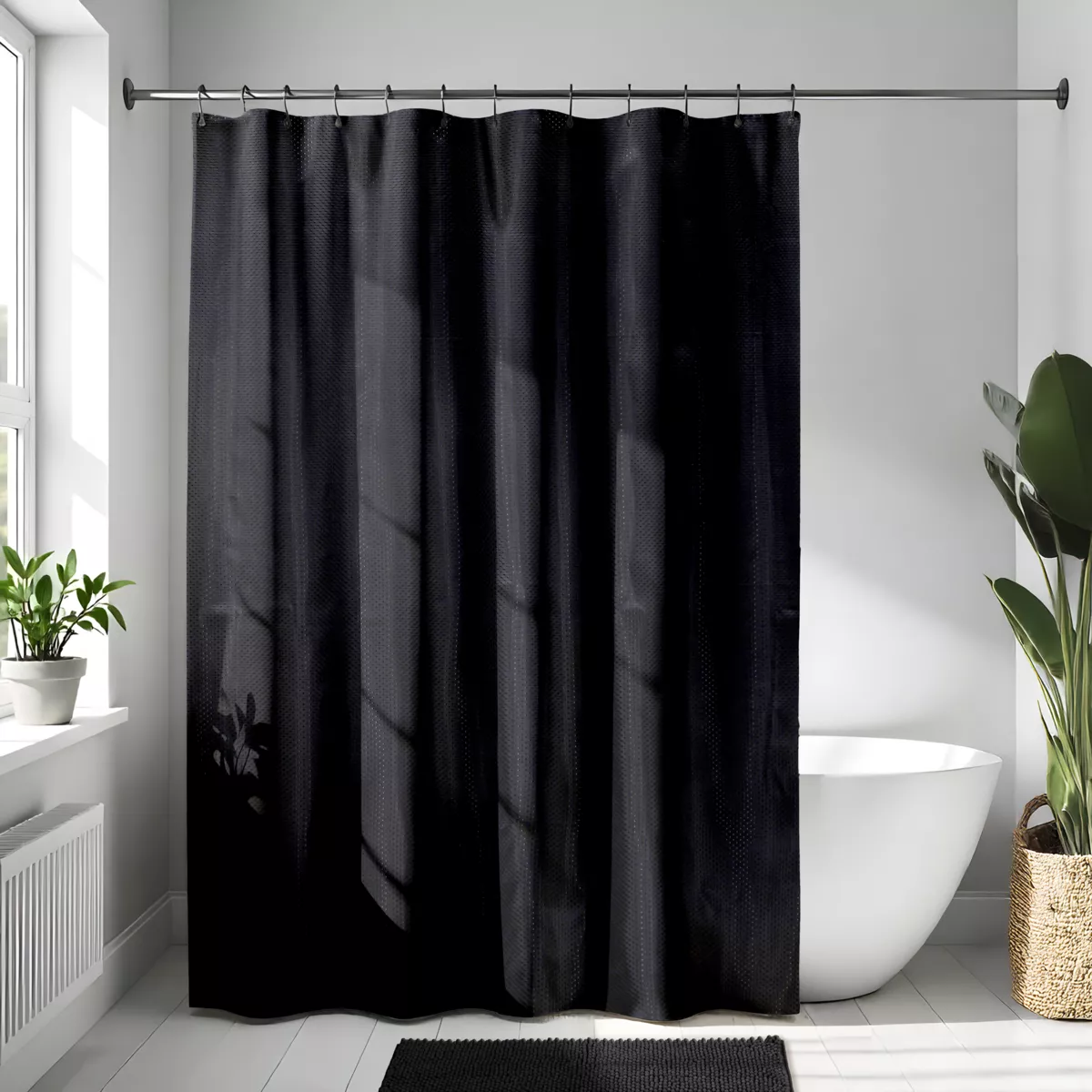 RIDEAU DE DOUCHE POLYESTER 180X200 CM MOTIFS DIAMANTS - NOIR
