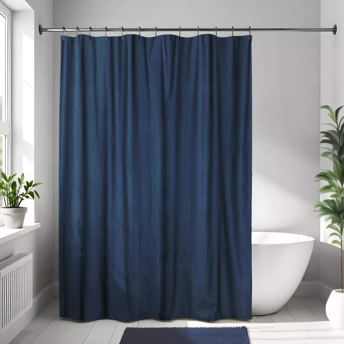 RIDEAU DE DOUCHE MICROFIBRE 180X200CM- BLEU MARINE