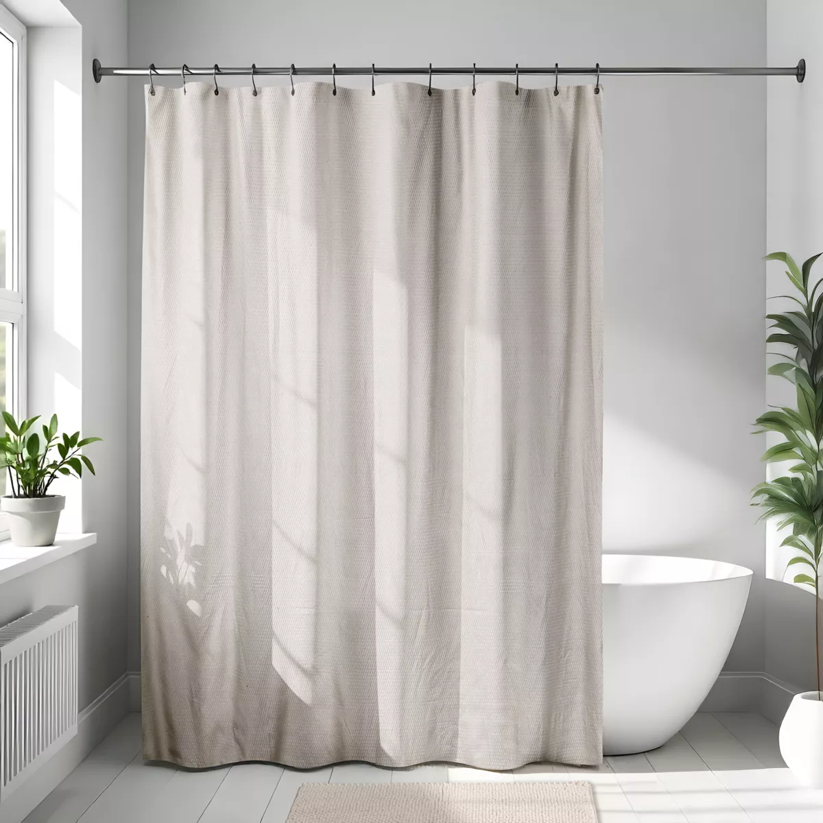 RIDEAU DE DOUCHE MICROFIBRE 180X200CM- BEIGE