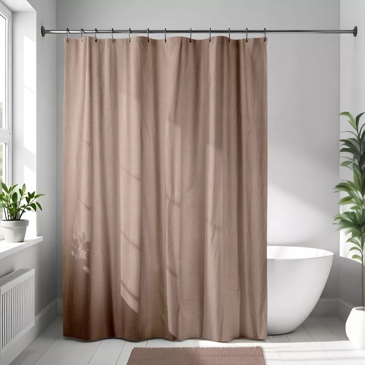 Tenda da doccia in microfibra (180 x 200 cm) Goffrato Cappuccino