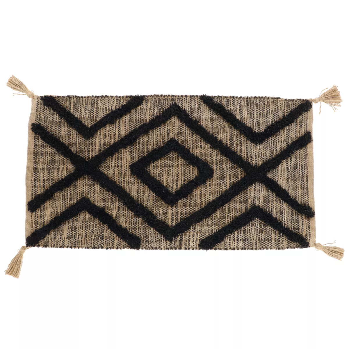 TAPIS LAGOS COTON/POLYESTER/JUTE 45X90CM - NATUREL/NOIR