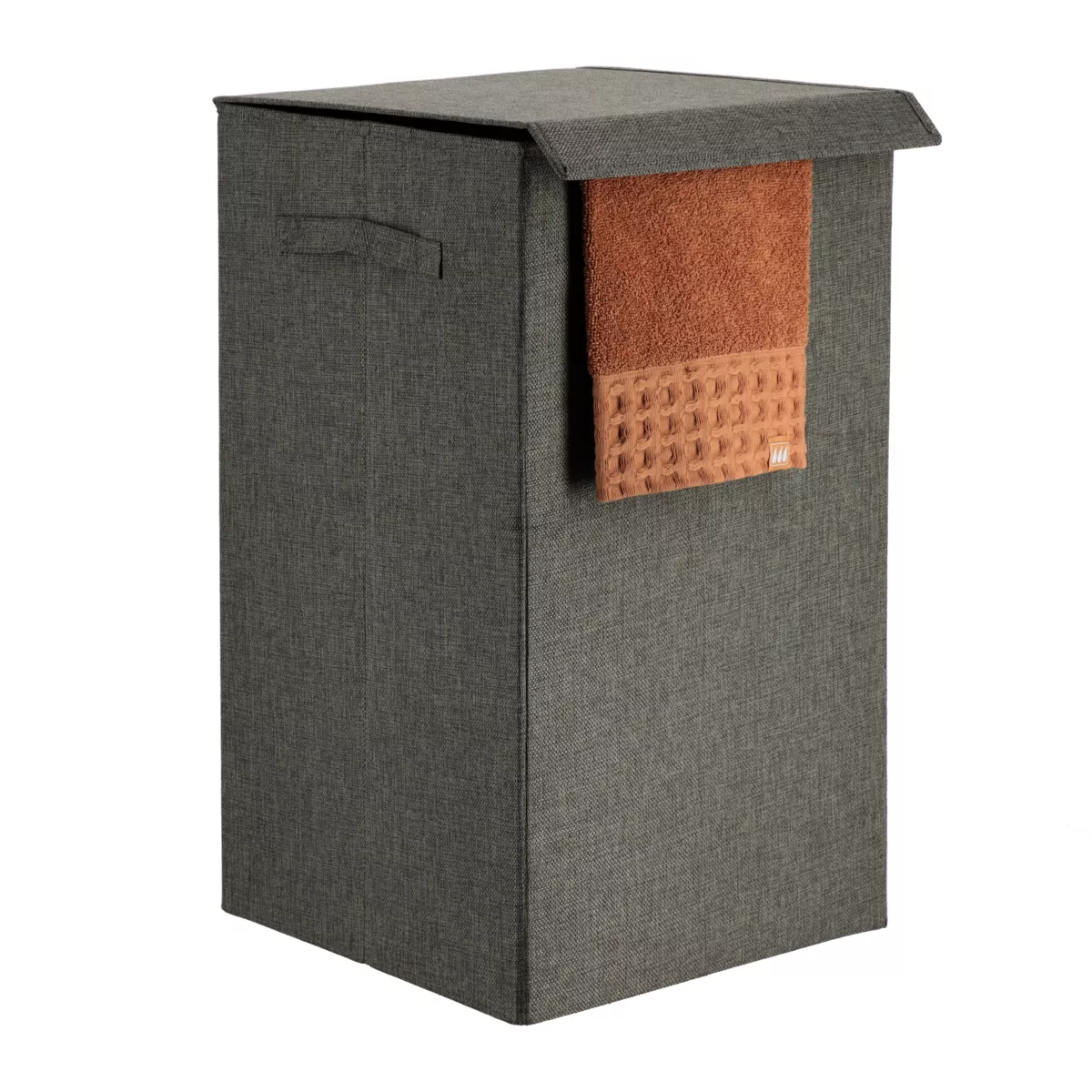 PANIERE A LINGE PLIABLE TISSU POLYESTER/MDF - GRIS