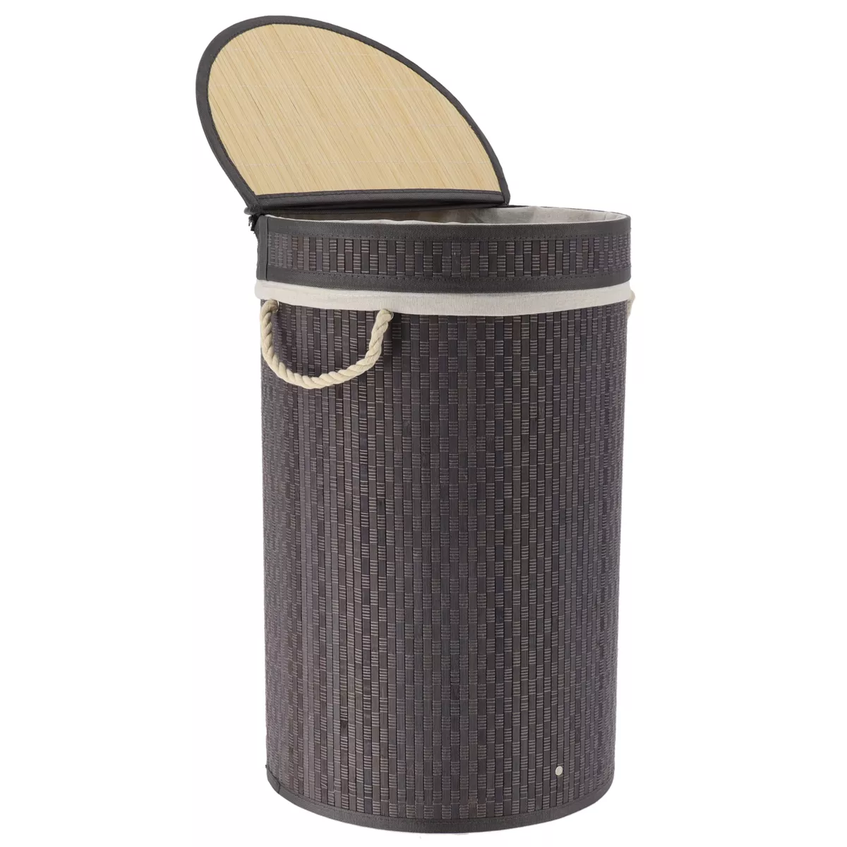 PANIERE A LINGE PLIABLE BAMBOU ET COTON AVEC COUVERCLE INTEGRE - GRIS