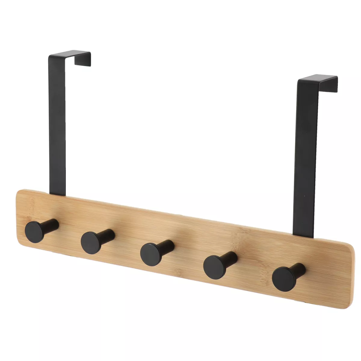 Appendiabiti per porta 5 ganci (L37 x H20 cm) Bambù Nero